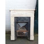 An Art Nouveau cast iron bedroom fire insert, 103cm high, 77cm wide. (AF).