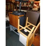 A Philips hostess trolley, television stand and contents, bedside cabinet, beech chair and