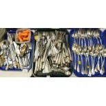 Loose flatware, two novelty bird lemon wedge squeezers, etc. (3 trays)