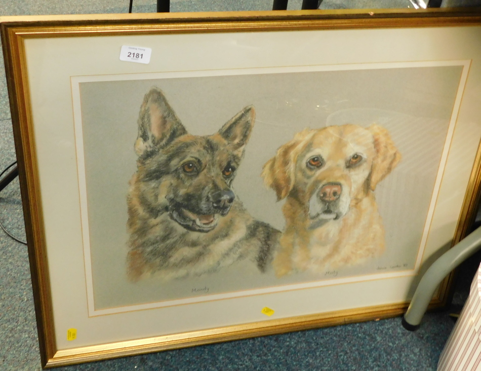 Janice Gordon. Mandy and Misty, pastel on paper, framed.
