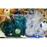 Glass ware, to include glass paperweights, Warsteiner two pint tankard, vases, etc. (2 trays)