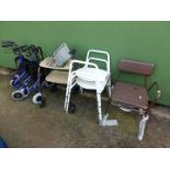 Mobility aides, to include walkers, toilet seats, shower seat, etc. (a quantity)