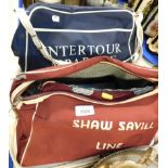Two commemorative passenger cruiser bags, for Intertour MBA Bane, and Shaw Savill Line, together