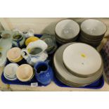 John Lewis part dinner wares, to include dinner plates, side plates, bowls, an oriental style blue