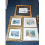 Four Victorian and later landscapes, together with a print by Ann Swan, artist proof. (5)