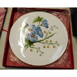 A Spode Lida and Acacia cake plate, decorated with flowers, with a gilt border, boxed.