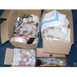 Crocheting cottons, further cotton reel, knitting and crocheting materials, table linens, etc. (2