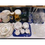 Decorative china and effects, glassware, etc., to include glass decanter, cut glass bowls, copper