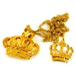 Two items of crown jewellery, to include a crown pendant, stamped K21, on a fancy link chain,