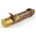 An early 20thC brass and leather four draw telescope, unmarked, 34cm long.