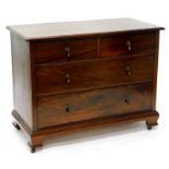 An early 20thC mahogany chest of drawers, the top with a moulded edge above two short and two long