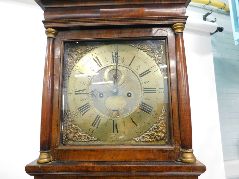 Jeremiah Hartley, Norwich, An early 18thC walnut longcase clock, the square brass 12 inch dial - Image 2 of 3