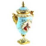 A Coalport porcelain imitation two handled vase and cover, decorated with St Peters Rome and with