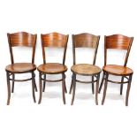 A set of four late 19th/early 20thC bentwood chairs, stamped Fischel, etc. (AF)