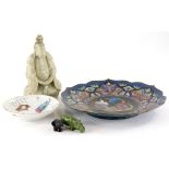 A quantity of oriental items, to include a small saucer or dish decorated with small Chinese