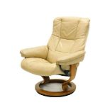 A cream leather Stressless armchair. (AF)