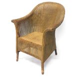 A gold painted Lloyd loom chair, unmarked.