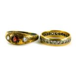 Two dress rings, to include a 9ct gold and silver eternity ring, set with various white stones, ring