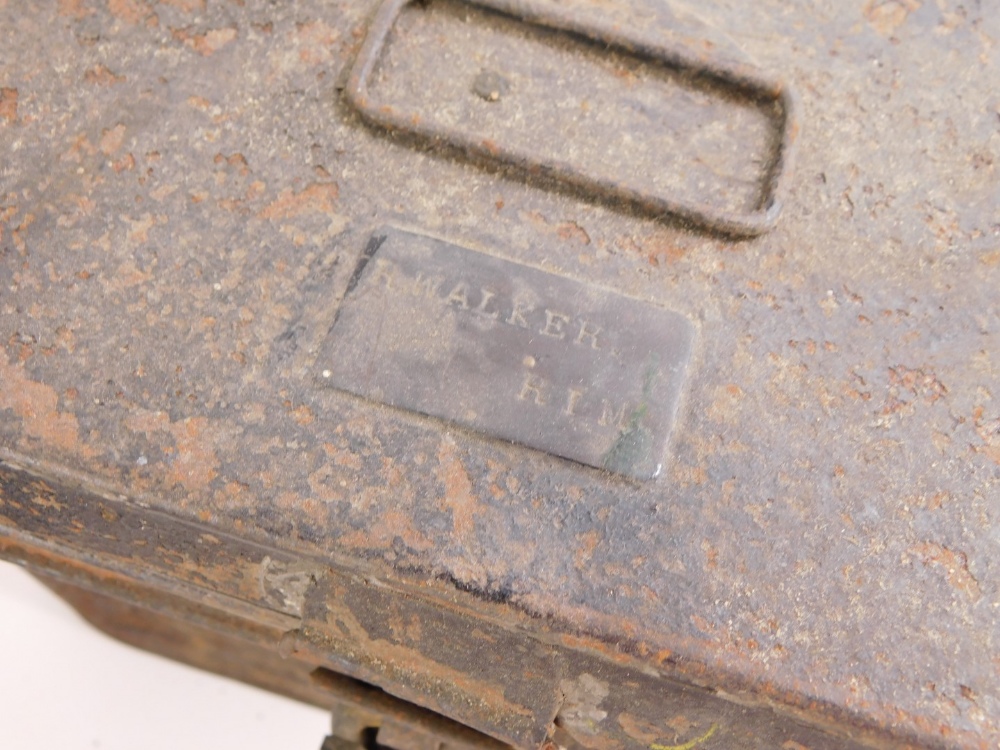 A Naval bicorn hat, with a fitted toleware case, and a pair of Epaulettes in toleware box stamped H. - Image 3 of 6