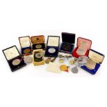 Various Pitman shorthand presentation medallions, enamel badges, etc.