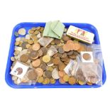 A large quantity of British and some foreign coins, slot machine tokens, etc.