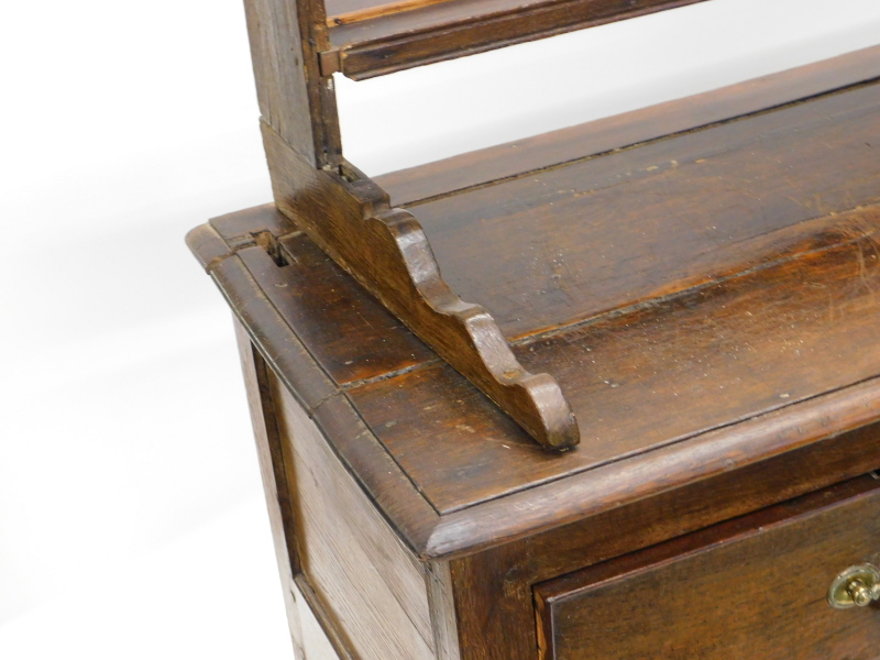 A late 18th/early 19thC oak dresser, the associated raised back with three plate shelves, the base - Image 2 of 3