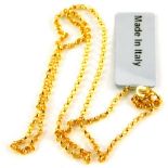 A 9ct gold fine link necklace, 39cm long overall, 1.1g.