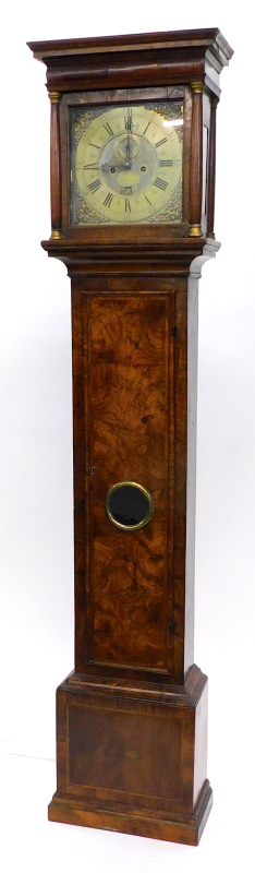 Jeremiah Hartley, Norwich, An early 18thC walnut longcase clock, the square brass 12 inch dial