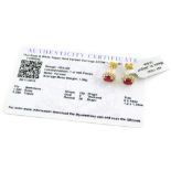 A pair of Thai ruby and white topaz gold vermeil earrings, with Gemporia certificate of