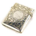 A silver Vesta case, with floriate engraving and vacant cartouche, Chester 1901 by Colen Hewer