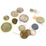 A quantity of mainly silver coins, to include an 1889 Victorian crown, two George III silver