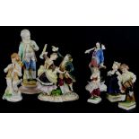 A collection of 19thC and later German porcelain figurines, various sizes. (AF)