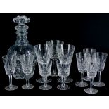 A quantity of cut glass, to include a decanter and stopper, and various Waterford glasses.
