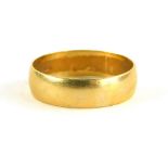 A 9ct gold wedding band, of plain design, Sheffield, ring size P, 2.2g.