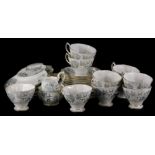 A Royal Albert silver Maple pattern part tea service, to include four saucers with integral side