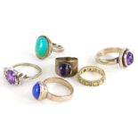 Various silver dress rings, to include silver and lapis set dress ring, ring size O, a silver and