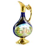 A Royal Crown Derby limited edition ewer, with panel by Tipton depicting Glamis Castle, number 14/