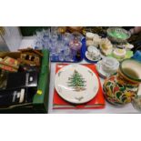 General household effects, to include drinking glasses, a Spode Christmas tree pattern serving