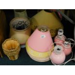 Various lamp shades, table lamp bases, etc. (a quantity)