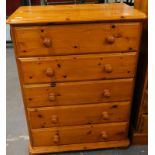 A Westminster pine five drawer chest of drawers, 101cm x 76cm.