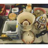 Decorative china and effects, to include a Poole figure of a dolphin, jar and cover, carriage clock,