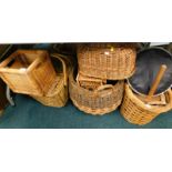 A large quantity of wicker baskets, picnic hampers, etc. (contents of under 1 table)