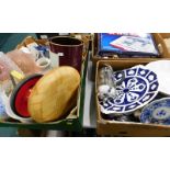 General household effects, to include a blue and white modern Delft plate, undecorated Imari