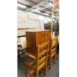 A collection of furniture, to include a tile topped kitchen table, two chairs, small cupboard,