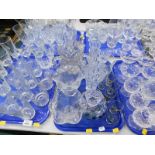 Glassware, to include drinking glasses, liqueur glasses, jug, ice cream dishes, etc. (5 trays)