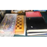 Board games, to include Monopoly and Go For Broke!, chess board, pictures, prints, photograph