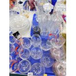 Glassware, to include two cut glass decanters, bowls, vase, drinking glasses, novelty Panache