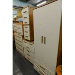 A collection of bedroom furniture, to include wardrobe, bedside chest, two chest of drawers, etc. (2