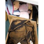Soft toys, to include Eeyore, teddy bears, bed spread, fabric, etc. (2 boxes)