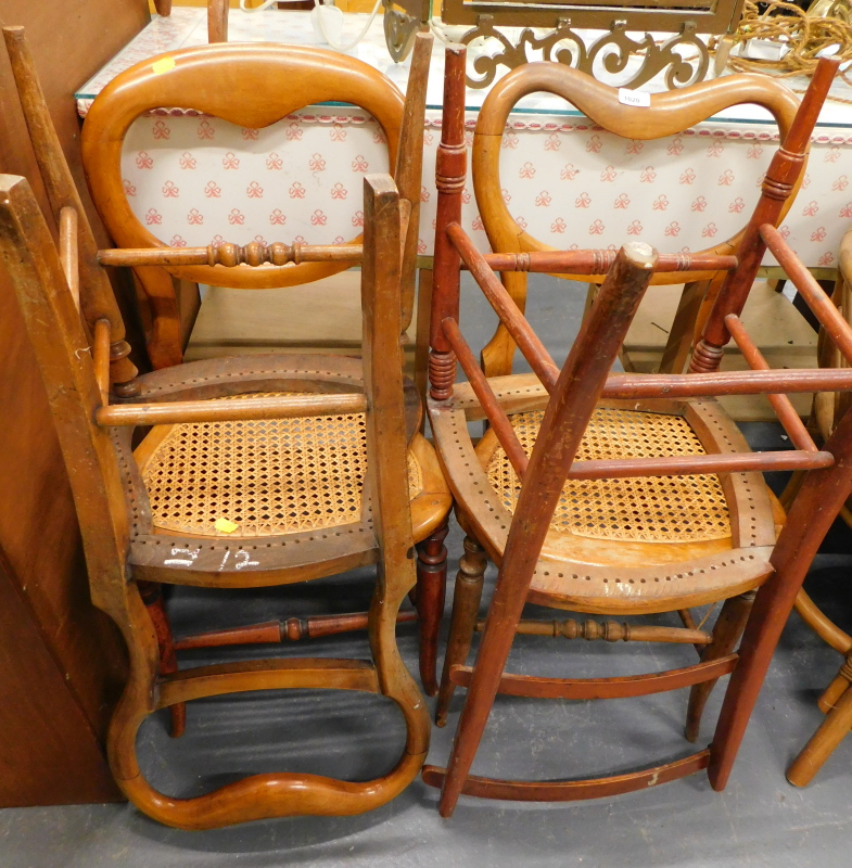 Four bedroom chairs, two with bergere seats.